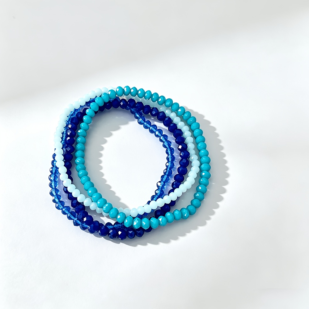 4pc Stackable Cut-Face Small Bead Bracelet Set